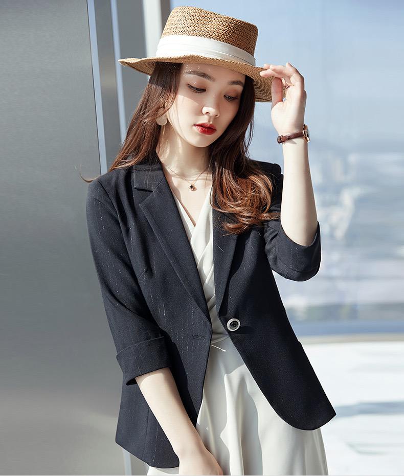 Весенне-летний блейзер Feminino с рукавами три четверти с зубчатыми карманами офисное женское пальто