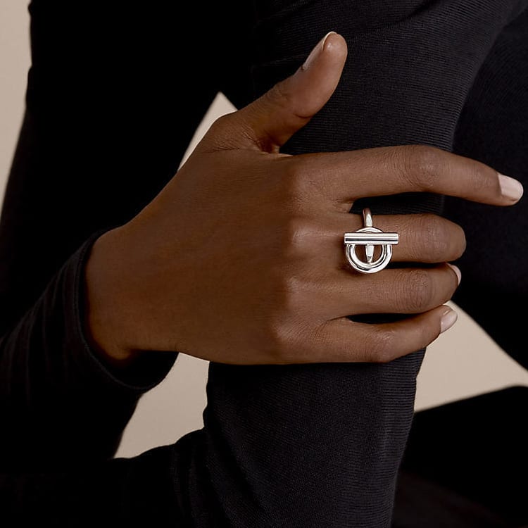 HERMES 925 Sterling Silver Rings Unisex Silver H103659B
