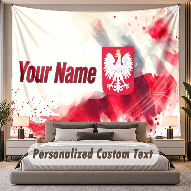 Custom Name Text Tapestry Poland Personalized Polyester Wall Tapestry For Bedroom And Room