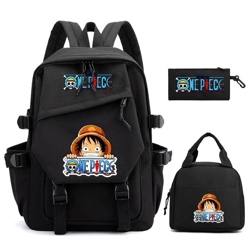 3 шт./компл., цельный нейлоновый рюкзак в стиле аниме с сумкой для обеда для девочек и мальчиков, школьный рюкзак для мужчин и женщин, дорожная сумка для отдыха