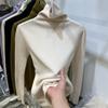 Однотонный элегантный тонкий свитер с высоким воротом для женщин, весна-осень, базовый слой, новые топы, повседневный вязаный свитер с длинными рукавами