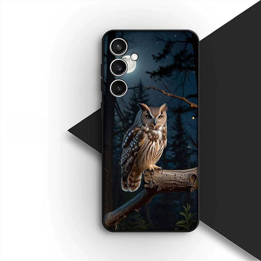Soft Cover for Samsung Galaxy S24 S25 S23 FE Ultra Plus S7 Edge S25+ S23+ A56 5G Casing Phone Case Wallpaper Owl Bird