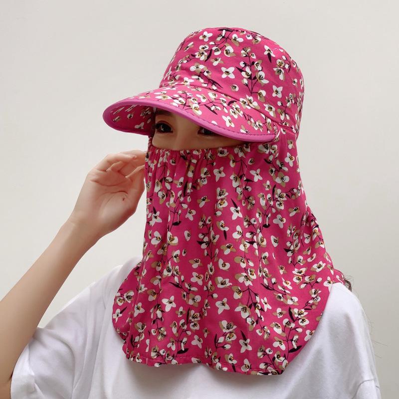 Женская летняя шляпа от солнца с широкими полями, шалью и маской для лица для езды на велосипеде и сбора чая - Дышащая и защитная.