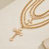 Multi-layer Stacked Necklace New Niche Cross Retro Jewelry Easter Collarbone Chain Women