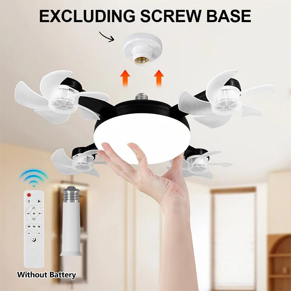 Universal Dimming Drone Fan with LED Lantern Remote Control Silent Ceiling Drone Fan E27 E26 for Dining Room Bedroom Living Room