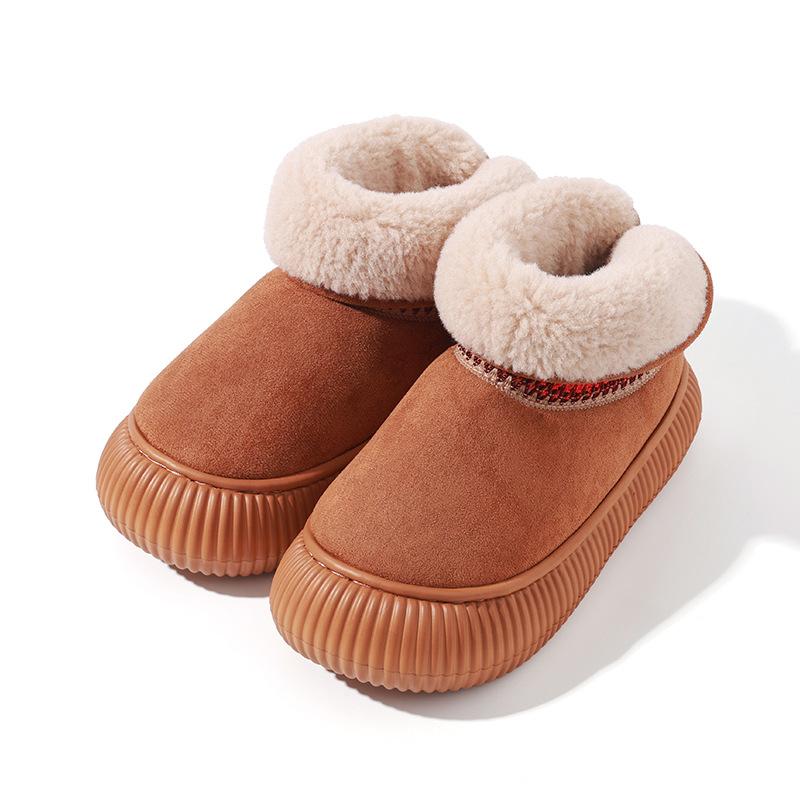Женские зимние ботинки для снега с подкладкой из искусственного меха, тапочки, удобная пушистая домашняя обувь для отдыха на открытом воздухе, нескользящая платформа, теплые ботильоны для женщин