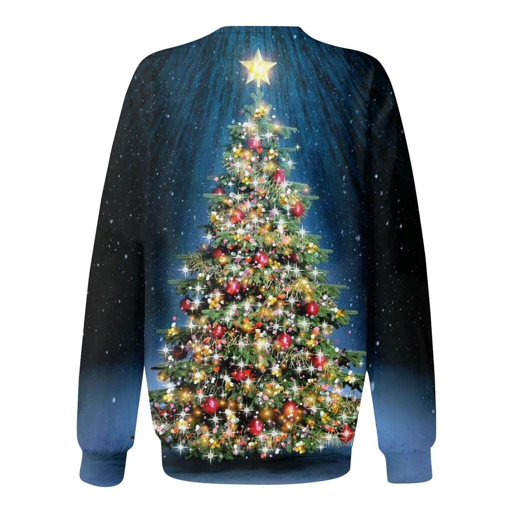 Женское повседневное модное платье с круглым вырезом и рождественским принтом, с длинными рукавами