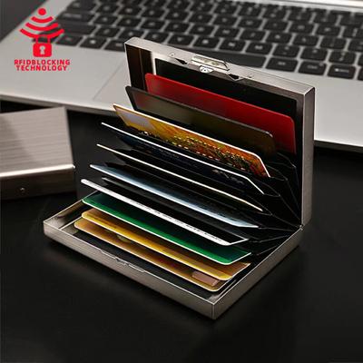 RFID-держатель для кредитных карт, кошелек из нержавеющей стали для кредитных карт, противоугонная щетка, держатель для визитных карточек для женщин и мужчин