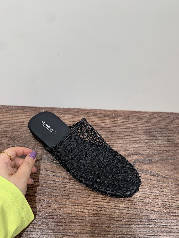 Сабо-сетка от интернет-знаменитости, женская обувь, пляжные сандалии, крутые шлепанцы с закрытым носком, модные весенне-летние сандалии в римском стиле на плоской подошве