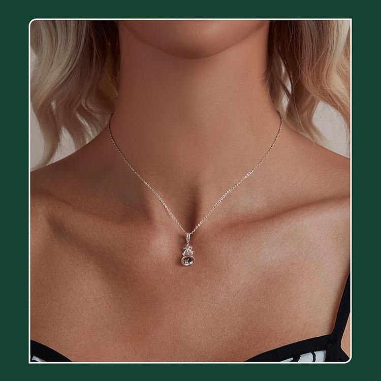 Yinziyun S925 Sterling Silver Small Bell Pendant Christmas Necklace