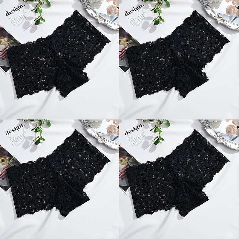 4PCS Lace Panties for Women Floral Hollow Out Boxer Shorts Sexy Underwears Female Intimates Lingerie Transparent Briefs