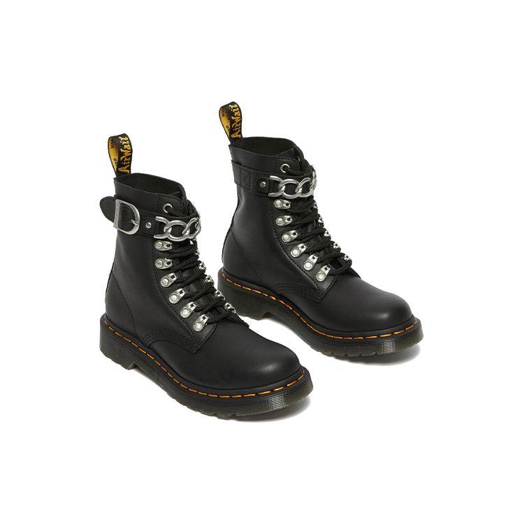 Dr. Martens 1460 Leather Chain Metal Buckle Short Boots Women Boots Black 27266001