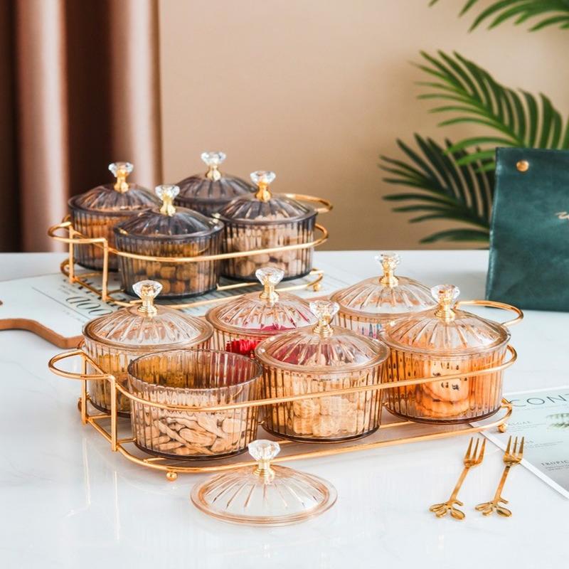 Тарелка для сухофруктов Nordic, закусочная тарелка, прозрачная круглая тарелка для фруктов, закусочная тарелка-решетка, поднос для закусок, железная коробка с крышкой, поднос для десертов