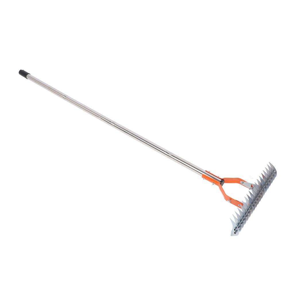 Thatch Rake 14.7 Inch Carbon Steel Stainless Steel Robust Lawn Dethatcher Rake with Handle for Clning Dd Grass Yard Garden