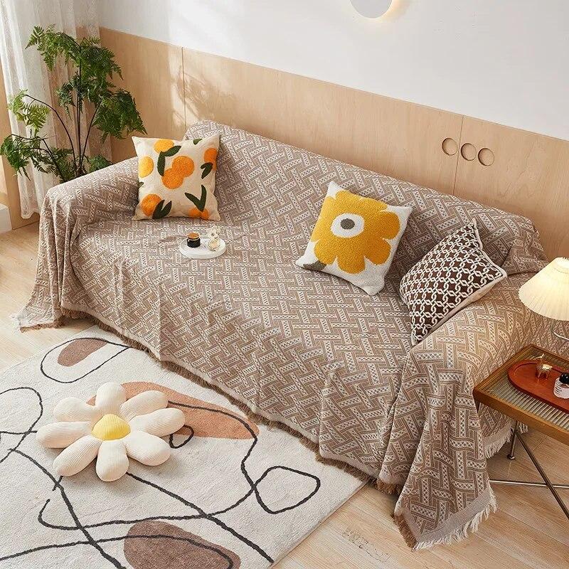 Покрывало для дивана Nordic Double Mat Ins Minimalist Anti Slip Solid Color Sofa Towel Двустороннее всесезонное покрывало для дивана