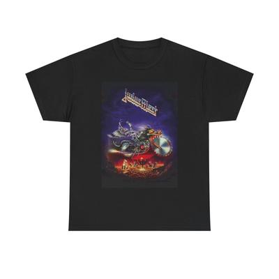 Футболка Judas Priest Винтажный графический неоновый харли рок Унисекс Тяжелый хлопок