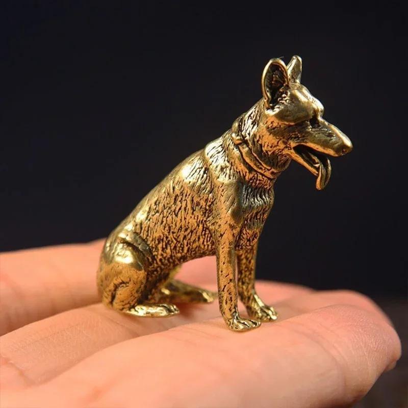 1 шт., латунная металлическая статуя собаки Lucky Fortune, маленький орнамент, фигурки маленького щенка волка, китайский настольный чай, домашнее животное, украшение для дома