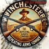 Винчестер Repeating Arms Винтажная 2D Алюминиевая Табличка Круглый Металлический Знак Западный Бар Дом Декор для Ружья 8x8 Дюймов