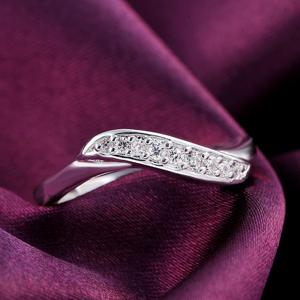 925 Sterling Silver Twisted AAA Zircon Ring Fashion Wedding Jewelry