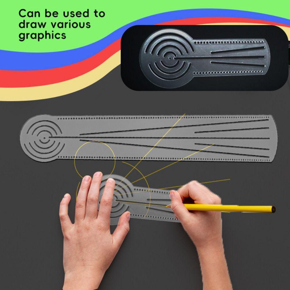 Multifunctional Drawing Ruler Transparent Geometry Pattern Ruler Durable Mandala Drawing Template