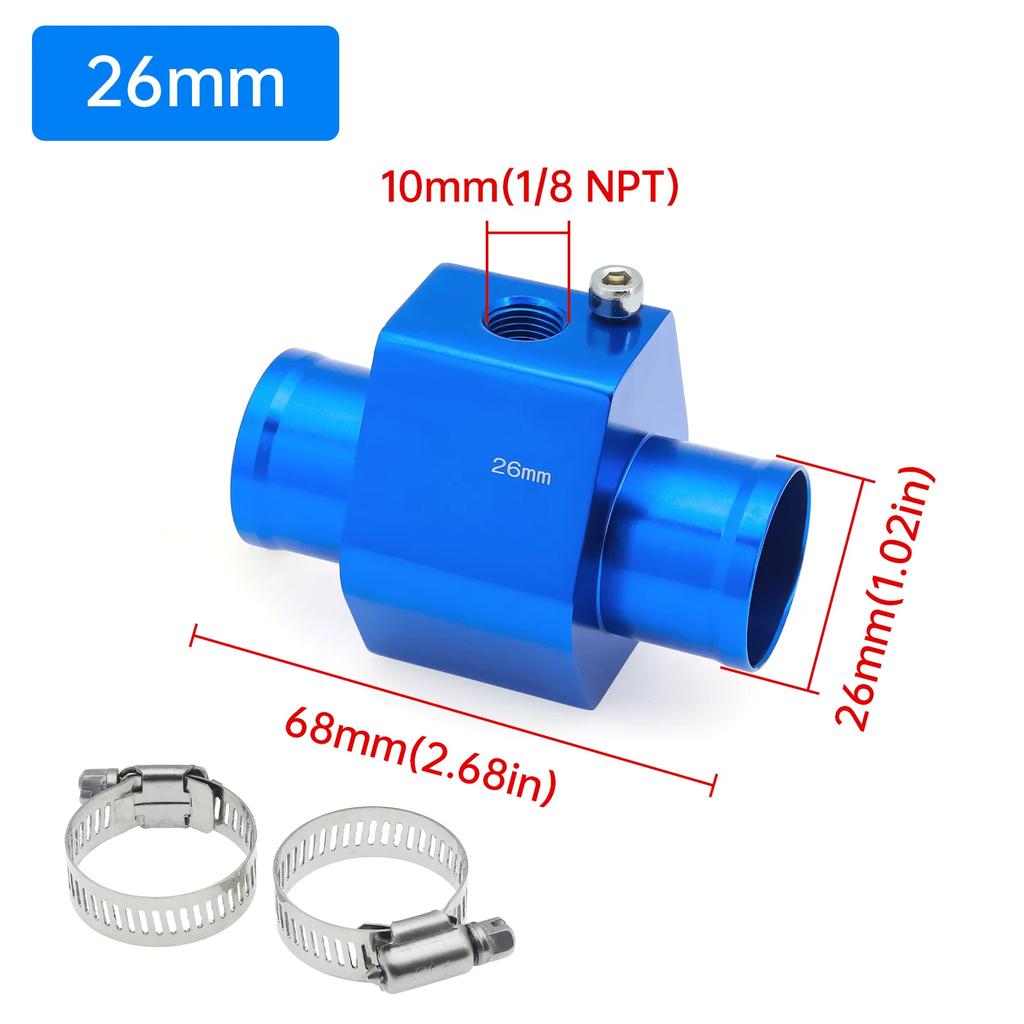 Переходник для датчика температуры воды 28мм / 30мм / 32мм / 34мм / 36мм / 38мм / 40мм Адаптер для шланга радиатора синий / черный