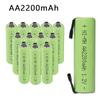 1.2V AA Rechargeable Battery 2200mah Nimh Cell Green Shell with Welding Tabs for Philips Electric Shaver Razor Braun Toothbrush
