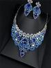 Retro Temperament Crystal Necklace Earrings Set High -Grade Alloy Jewelry Accessories For Woman