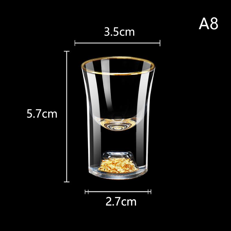 Luxury Crystal Glass Vodka Glass Sake Shochu Glass Bar Liqueur Gold Foil Glass Tea Cup High-end Gifts Hard Liquor Cups