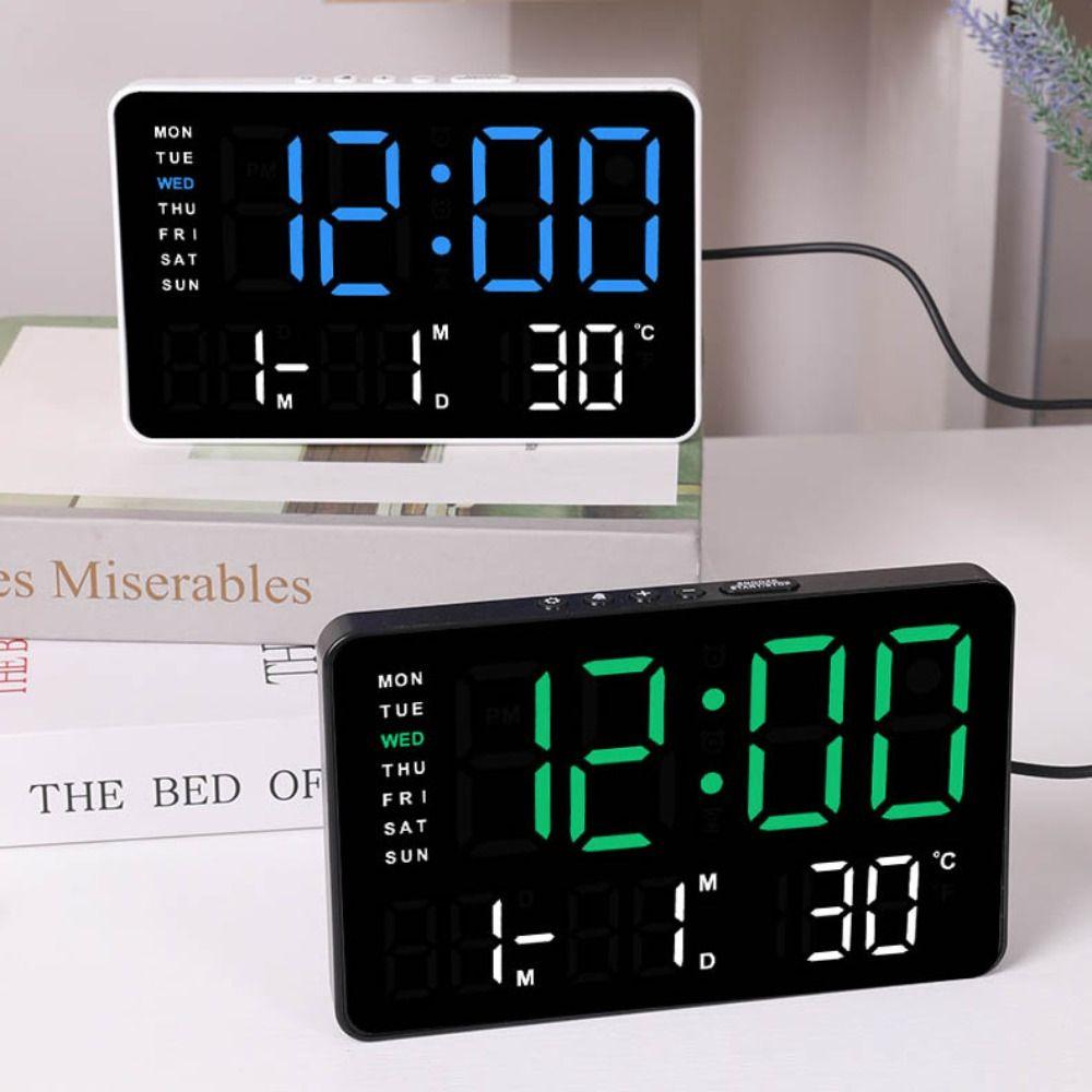 Многофункциональные цифровые светодиодные часы с дисплеем температуры, настольные часы для спальни