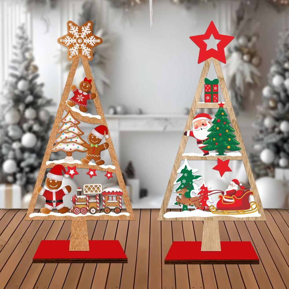 Santa Claus Desktop Decoration Wooden Tabletop Sign Exquisite Christmas Signs Plaque Home Decor