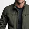 Mens Oversized Workwear Jacket Casual Vintage Cotton Long Sleeve Zipper Front Loose Fit