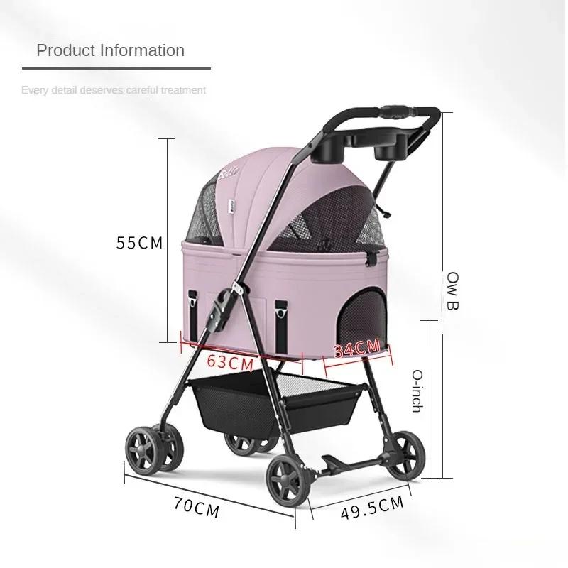 Pet Stroller Detachable and Easy Folding Travel Breathable Aluminum Cat Dog Baby with Storage Basket Outdoor Cat Dog Transporter
