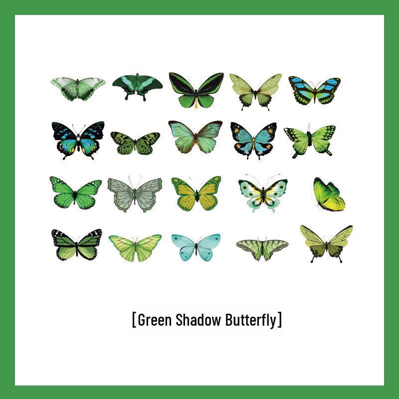 Retro Butterfly and Plant Waterproof PET Stickers - Large Ins Style for Notebooks