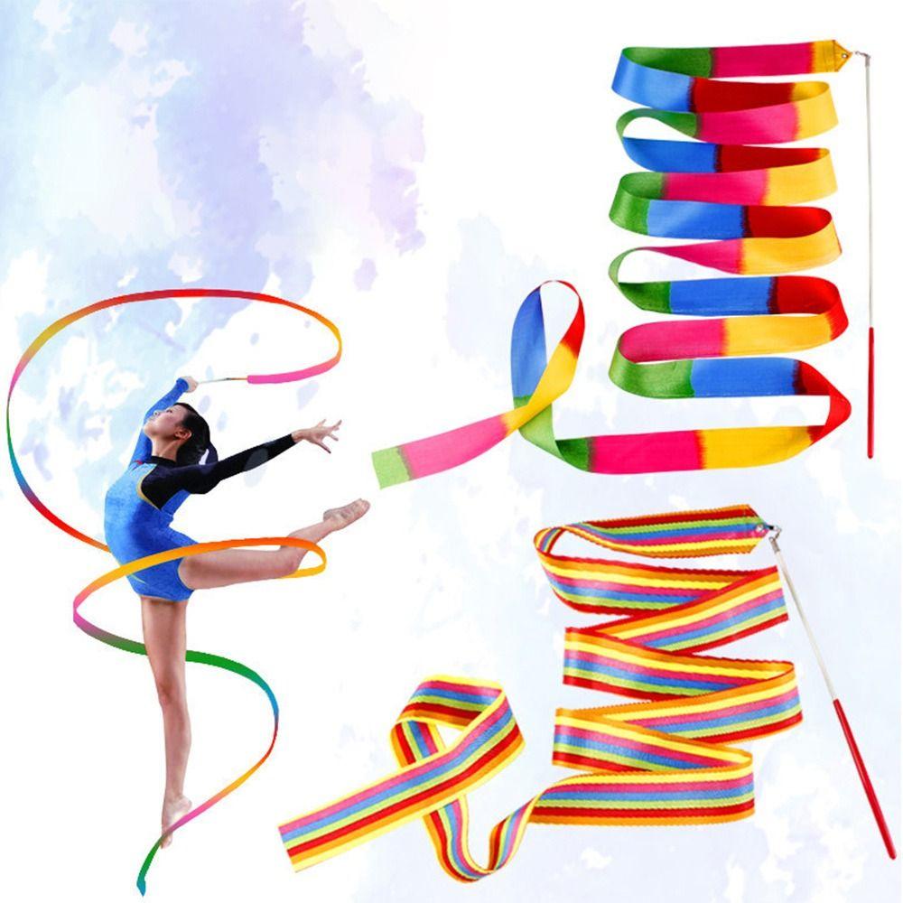 Twirling Rod Colorful Gym Ribbons Rhythmic Art Training Artistic Gymnastics Ribbon Dance Ribbon