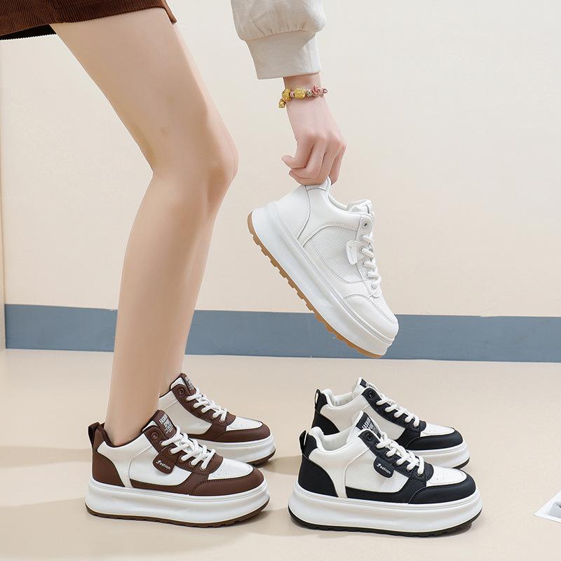 Черно-белые туфли с пандой весна 2025 новые белые туфли универсальные толстые подошвы увеличивающие рост повседневные туфли для девочек XY688