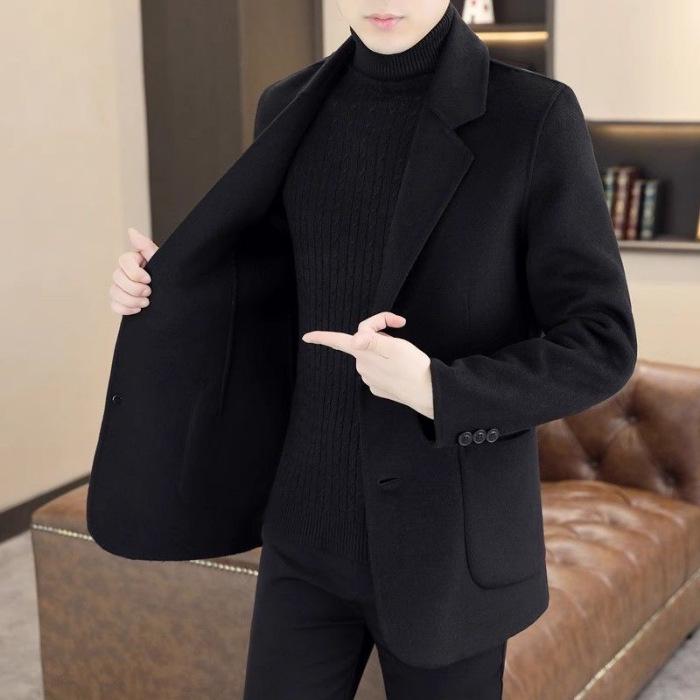 2024 Men's Woolen Stand Collar Coat - Autumn/Winter Business Casual Trend