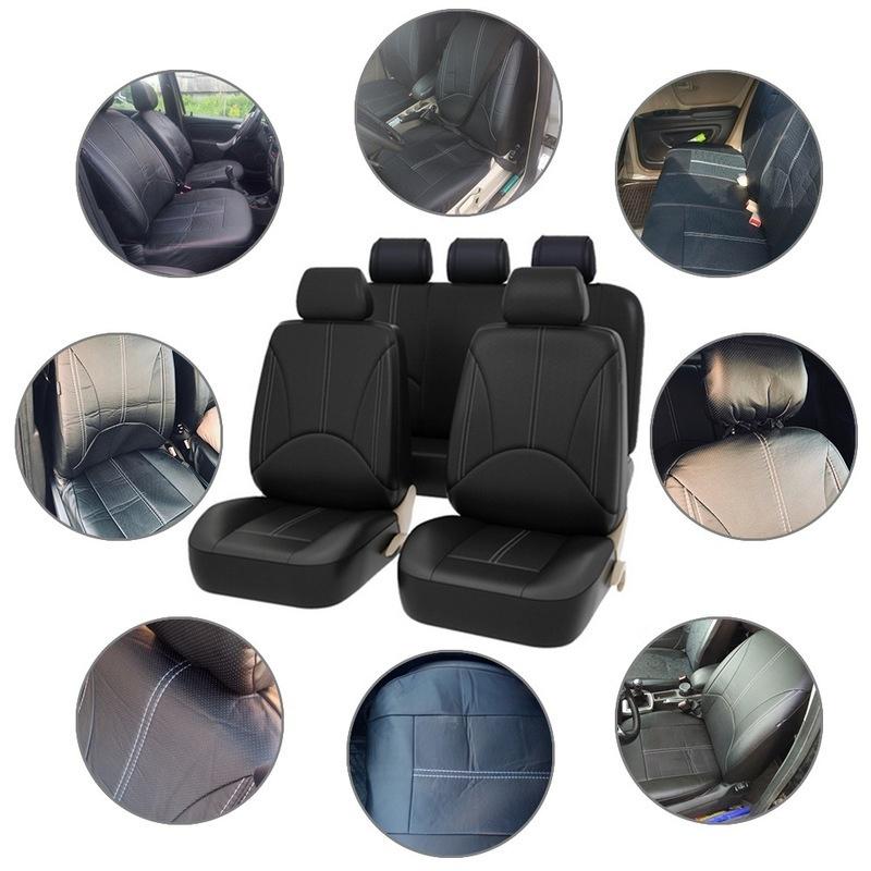2/4/9PCS Luxury PU Leather Auto Universal Car Seat Covers Interior Accessories Full Set Black Car Seat Cushion Covers Automotive Seat Protector Covers