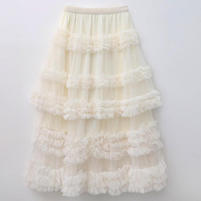 Юбка-свинг Heavy Work, многослойная юбка-торт, пышная юбка, универсальная однотонная юбка-трапеция с высокой талией, многослойная юбка-бюстье