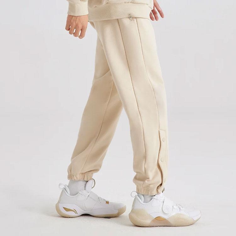 Мужские спортивные брюки Li Ning Wade Series с однотонной флисовой подкладкой, трикотажные длинные, AKLR799-4