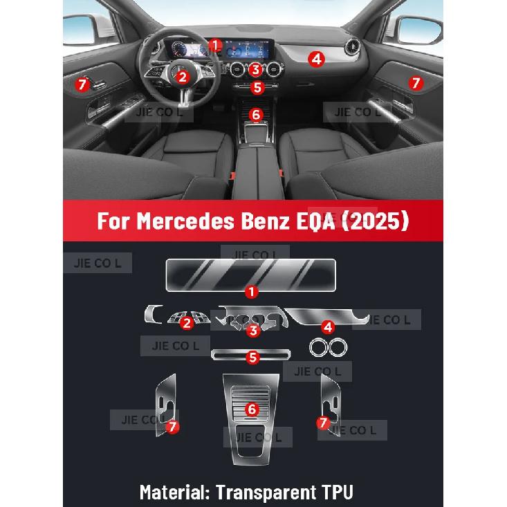 Auto Central Control Screen TPU Navigation Anti Scratch interior Protection Film GPS For Mercedes Benz EQA 2025