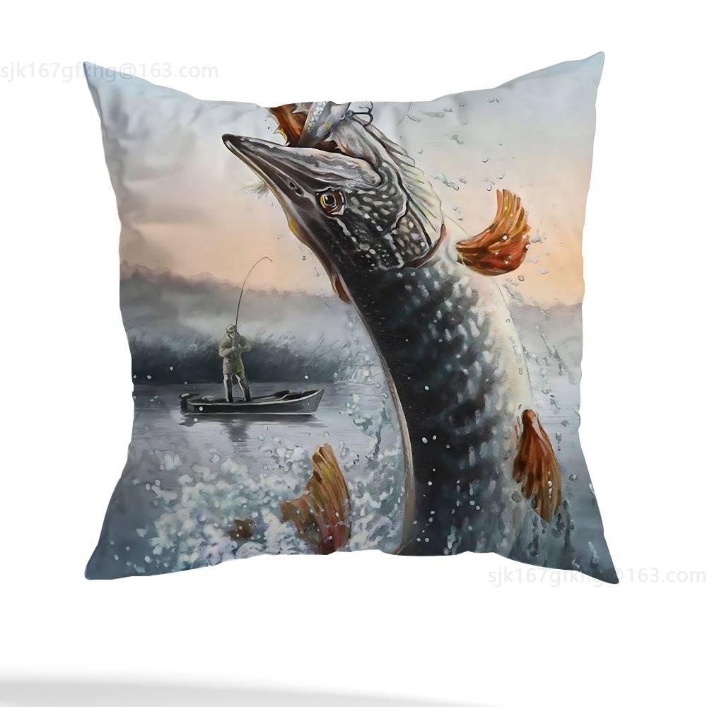 Fishing Master Pillow Case Anti-dustmite Pillowcase Invisible zipper silky short plush Sofa cushion cover