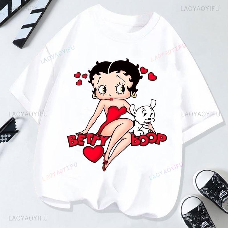 Hot Sale Bettyboop Camiseta Kawaii Cartoon Retro Style Cotton Crewneck Casual Y2k Clothes Tshirt Shoujo Girl Style Creativity
