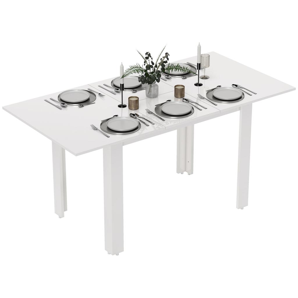 Extendable Dining Table 120 160 X 70 Cm Adjustable Kitchen Table For 4 6 Persons Mdf High Gloss White