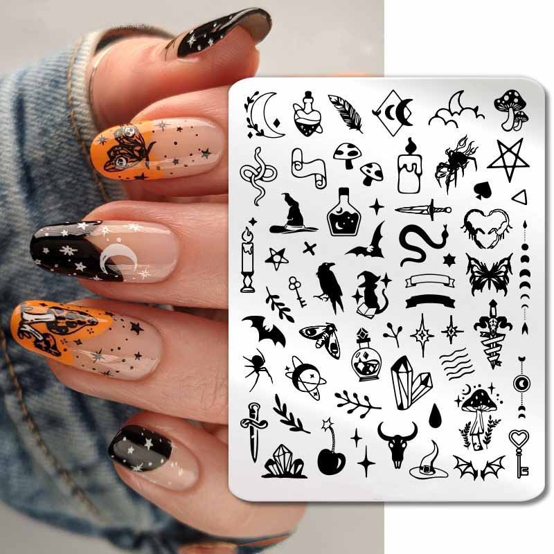 Штамповочные пластины для дизайна ногтей, листья, цветы, трафареты из нержавеющей стали, инструменты для штамповки изображений для ногтей, маникюрные инструменты