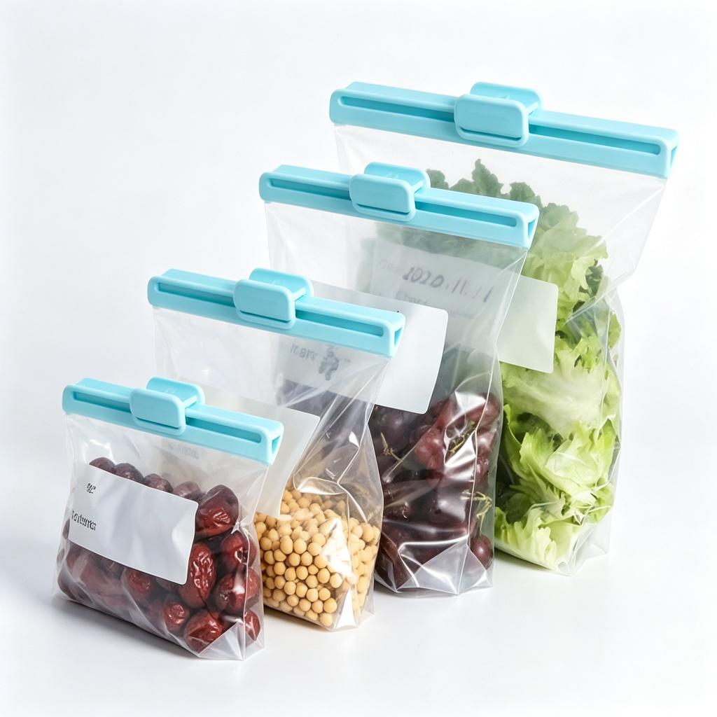 Multiple Sizes Food Dispenser Sealed Zipper Bag Food Environmental Protection Cling Film Bag Eco-friendly Reusable Transparent and Visible
