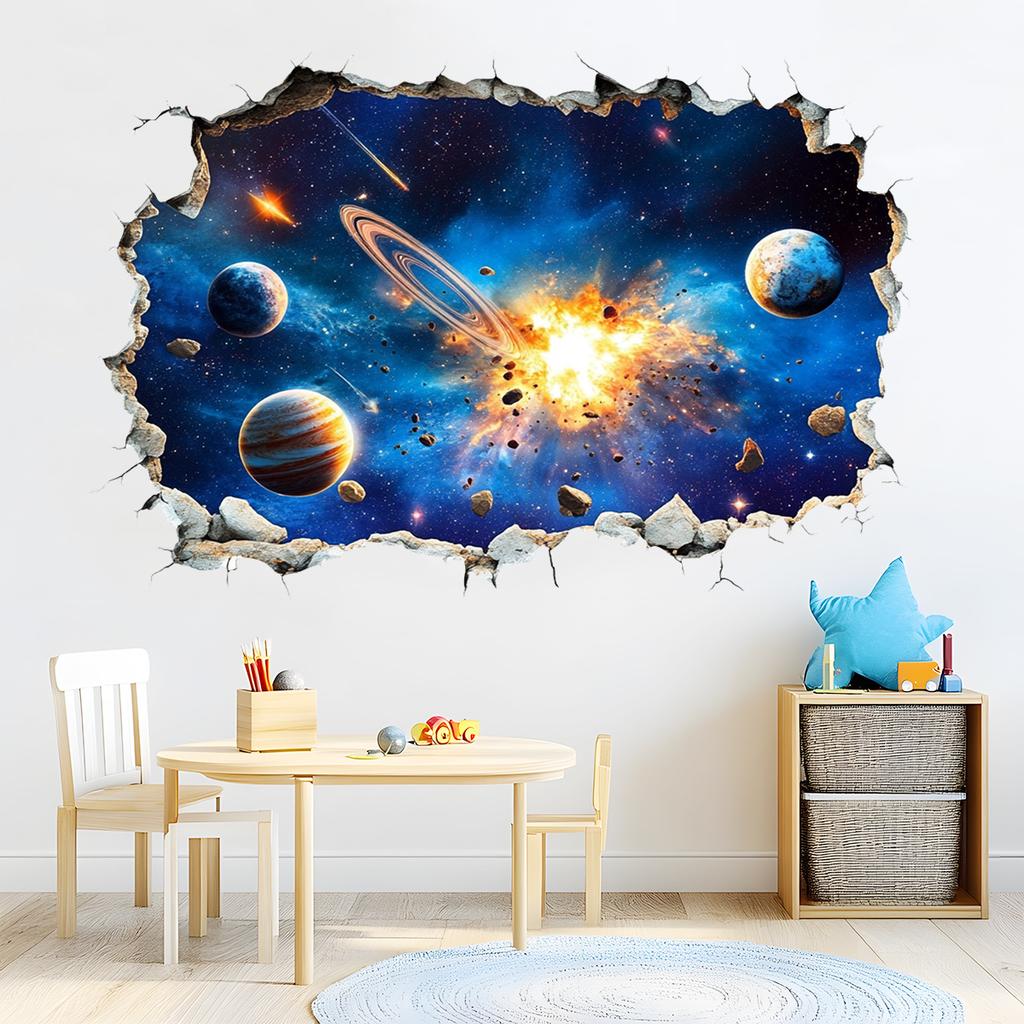 Креативная наклейка на стену «Разрушенная планета», съемный самоклеящийся декор для фона для спальни, гостиной, украшения дома