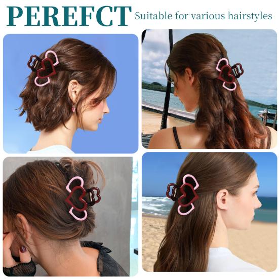 Заколка для волос в форме сердца, Нескользящие зубцы, Полый дизайн, Заколка для волос, Большой размер, Заколка для волос на затылок, Зажим для волос для душа, Аксессуар для укладки волос