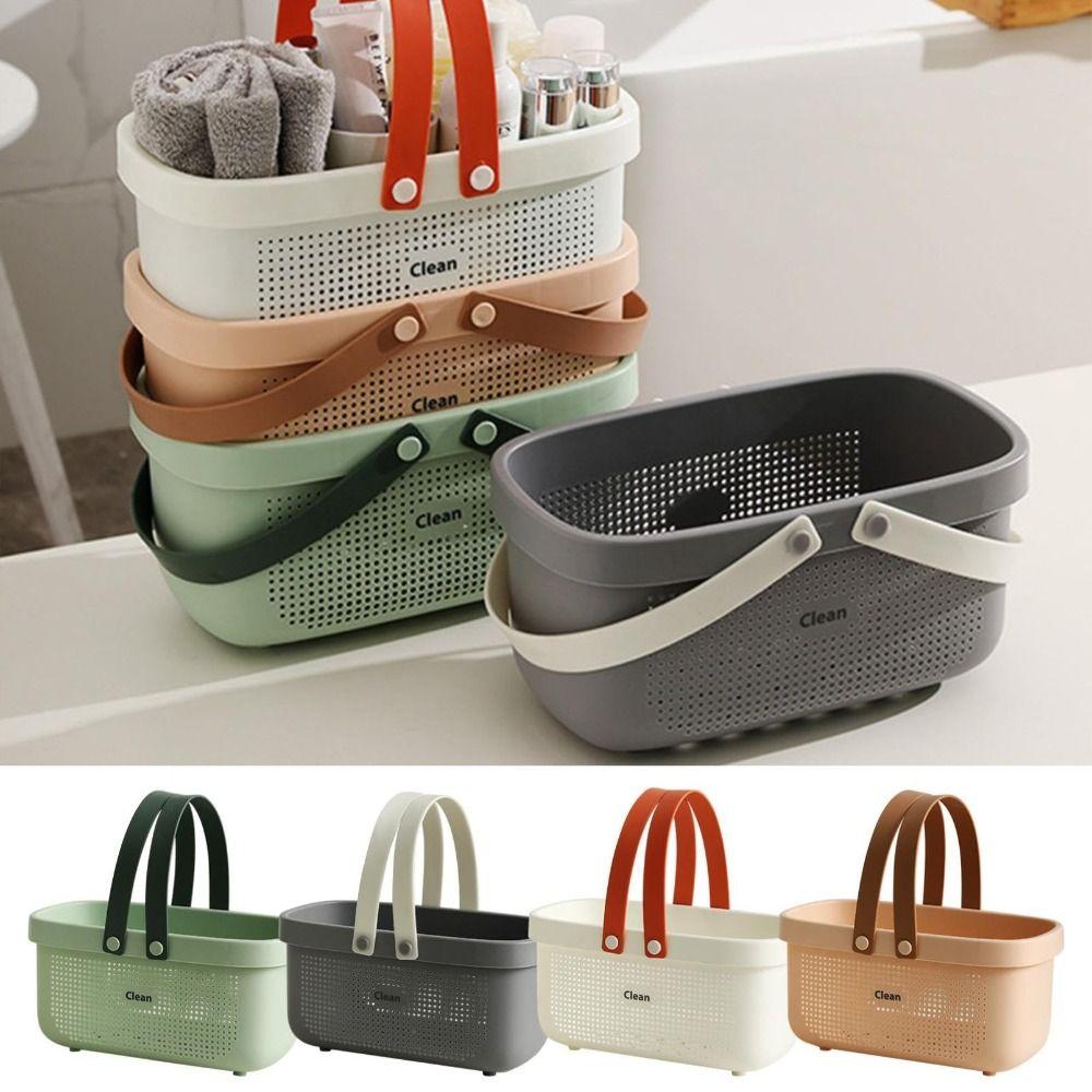Stackable Bath Basket with Handle Toiletry Organizer Portable Plastic Storage Baskets Kitchen