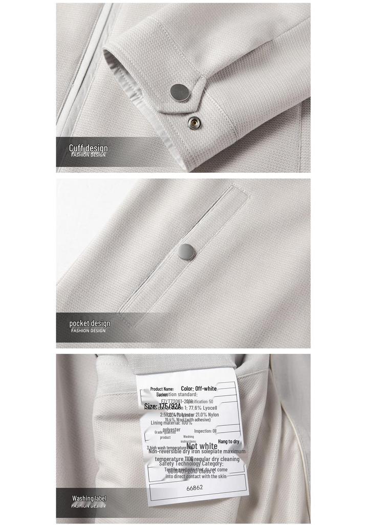 Мужская льняная куртка на молнии с воротником-стойкой - Весна/Осень, стиль Business Casual