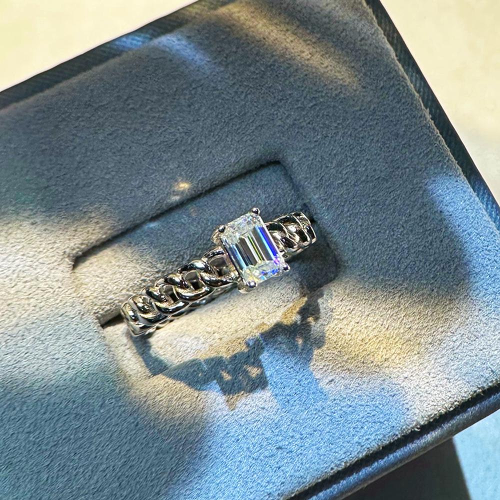 Vinregem 100% стерлинговое серебро 925 пробы 3EX VVS1 D цвет изумрудная огранка 4*6 мм 0.8ct настоящий муассанит бриллианты кольцо для женщин свадебная вечеринка ювелирные изделия подарки